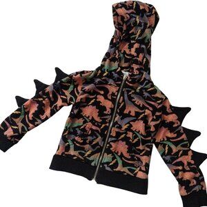Lola and The Boys Dinosaur Hoodie Size 2 Cotton Blend Zip Up with Sleeve Spikes